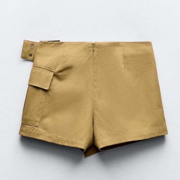 Zara neutral Beige Khaki Tan Cargo Skort Pockets Viral Short Skirt size M - Picture 7 of 12